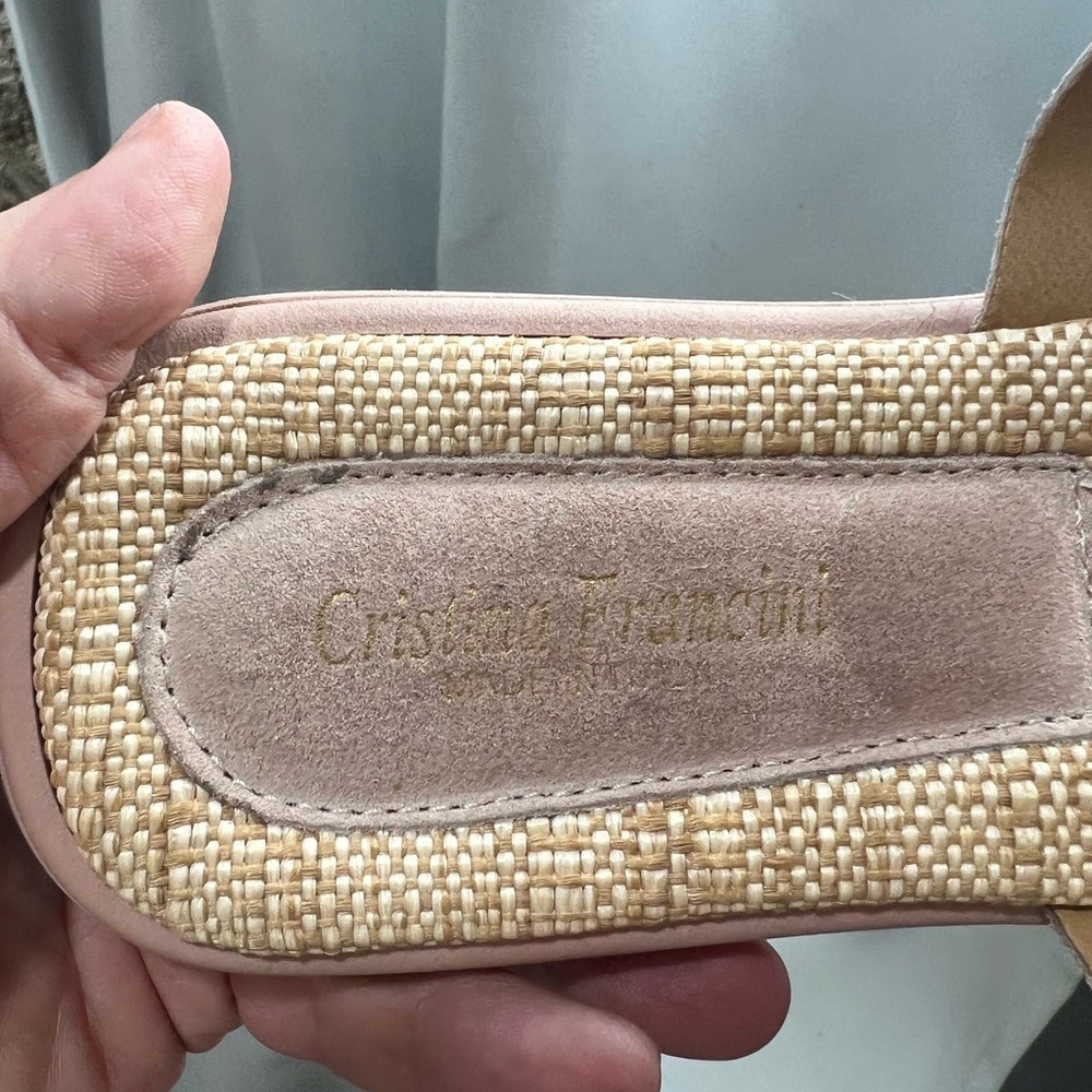 Cristina Francini Blush Pink Suede Slide Sandals Women’s Size 8 Textured Footbed - Picture 8 of 8